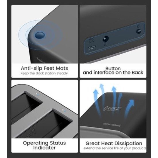 Orico Docking Station Για 2.5" Ή 3.5" Sata Hdd/Ssd 6829C3-V1, 2 Θέσεων, 5Gbps, Μαύρο Orico Docking Station Για 2.5" Ή 3.5" Sata Hdd/Ssd 6829C3-V1, 2 Θέσεων, 5Gbps, Μαύρο