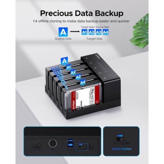Orico Docking Station Για 2.5" Ή 3.5" Sata Hdd/Ssd 6558Us3-C, 5 Θέσεων, 5Gbps, Clone Function, Μαύρο Orico Docking Station Για 2.5" Ή 3.5" Sata Hdd/Ssd 6558Us3-C, 5 Θέσεων, 5Gbps, Clone Function, Μαύρο