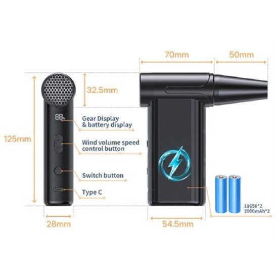 Kinzir 2 Σε 1 Σκουπάκι Χειρός & Air Duster Ad51, 180W, 4000Mah, Μαύρο Kinzir 2 Σε 1 Σκουπάκι Χειρός & Air Duster Ad51, 180W, 4000Mah, Μαύρο