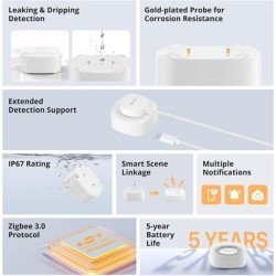 Sonoff Smart Ανιχνευτής Πλημμύρας Snzb-05P, Zigbee, Μπαταρίας, Λευκός