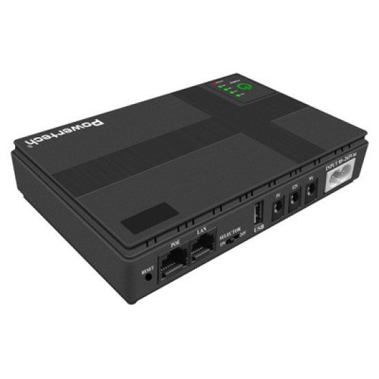 Powertech Mini Dc Ups Pt-1434, 18W, 10400Mah, 3X Dc, Usb/Lan/Poe, Μαύρο Powertech Mini Dc Ups Pt-1434, 18W, 10400Mah, 3X Dc, Usb/Lan/Poe, Μαύρο