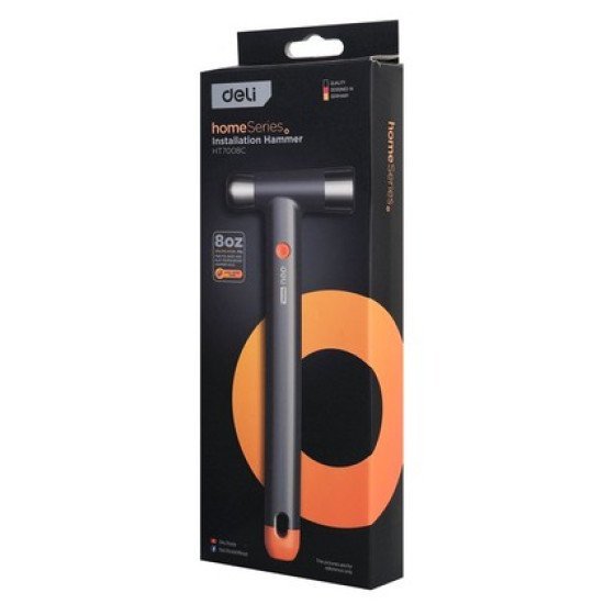Deli Σφυρί Μπάλας Ht7008C Με Αντιολισθητική Λαβή, 250Gr, 245Mm, Γκρι/Πορτοκαλί