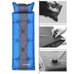 Home Use Αυτοφούσκωτο Στρώμα Huh-0237 Με Μαξιλάρι, Μονό, 192X60X3Cm, Μπλε/Γκρι