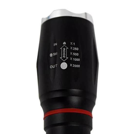 Esperanza Φορητός Φακός Led Eot070, 250Lm, Ipx3, Zoom, Με Μαγνήτη, Μαύρος