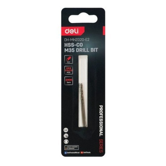 Deli Σετ Τρυπάνια Dh-Mhz020-E2 Για Μέταλλο, M35 Hss 5% Κοβαλτίου, Din 388, 2X49Mm, Κυλινδρικό, 2Τμχ