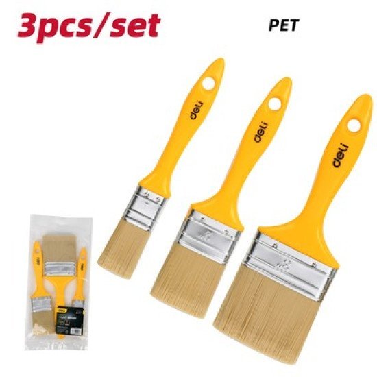 Deli Σετ Πινέλα Βαφής Dl509157 Με Συνθετικές Τρίχες, Πλαστική Λαβή, 25/50/75Mm, 3Τμχ