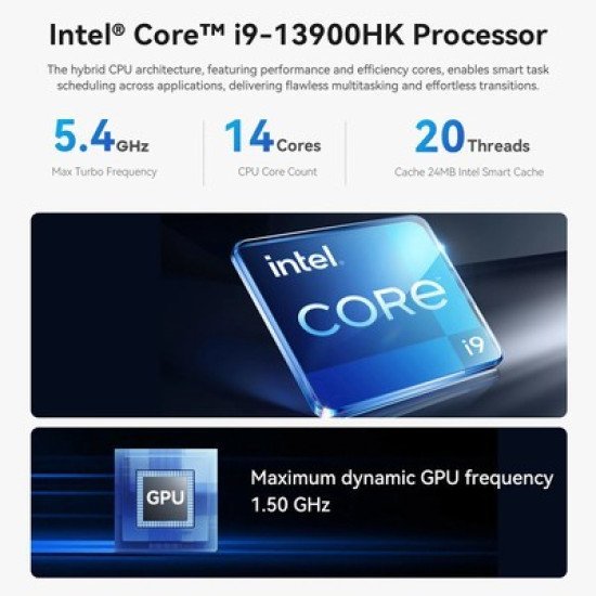 Beelink Mini Pc Sei13 Pro, Intel I9-13900Hk, 32Gb, 1Tb M.2, Windows 11 Pro