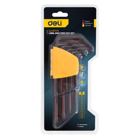 Deli Σετ Κλειδιά Torx Dl230707G Σε Σχήμα L, T10-T50, 9Τμχ