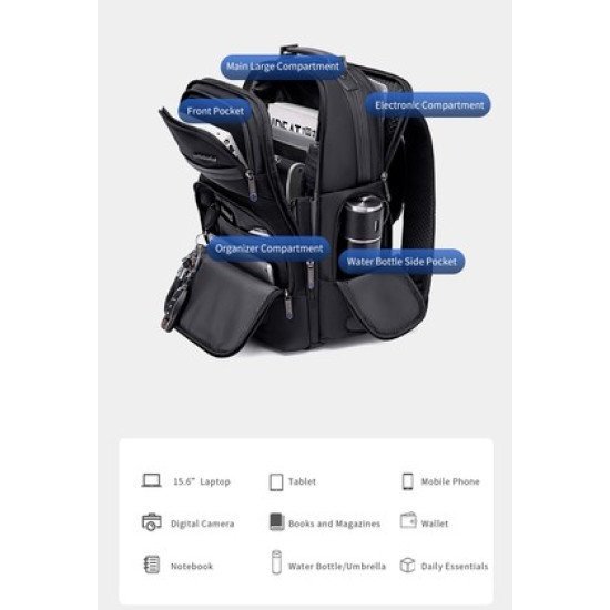 Arctic Hunter Τσάντα Πλάτης B00492-1 Με Θήκη Laptop 15.6", 22L, Μαύρη Arctic Hunter Τσάντα Πλάτης B00492-1 Με Θήκη Laptop 15.6", 22L, Μαύρη