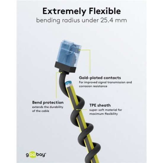Goobay Καλώδιο Δικτύου 74239, Cat 6A U/Utp, Slim, Copper, 500Mhz, 5M, Μαύρο Goobay Καλώδιο Δικτύου 74239, Cat 6A U/Utp, Slim, Copper, 500Mhz, 5M, Μαύρο
