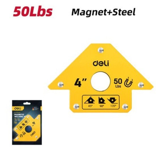 Deli Μαγνητική Γωνία Συγκόλλησης Dl-Hdw50 Με 45°/90°/135° Γωνίες, 4", 22Kg Deli Μαγνητική Γωνία Συγκόλλησης Dl-Hdw50 Με 45°/90°/135° Γωνίες, 4", 22Kg