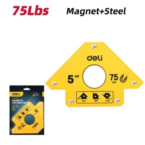 Deli Μαγνητική Γωνία Συγκόλλησης Dl-Hdw75 Με 45°/90°/135° Γωνίες, 5", 34Kg Deli Μαγνητική Γωνία Συγκόλλησης Dl-Hdw75 Με 45°/90°/135° Γωνίες, 5", 34Kg