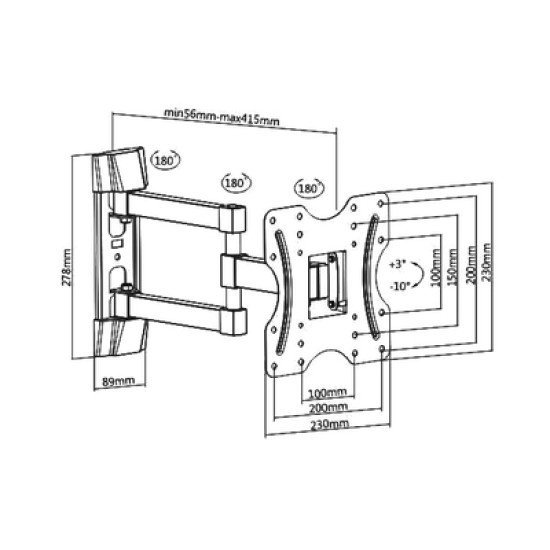 Brateck Επιτοίχια Βάση Διπλού Βραχίονα Kla27-223 Για Monitor 23-42" 30Kg