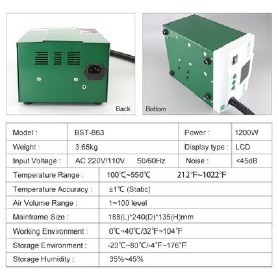 Best Σταθμός Ζεστού Αέρα Bst-863, 1200W, Touch Screen Best Σταθμός Ζεστού Αέρα Bst-863, 1200W, Touch Screen