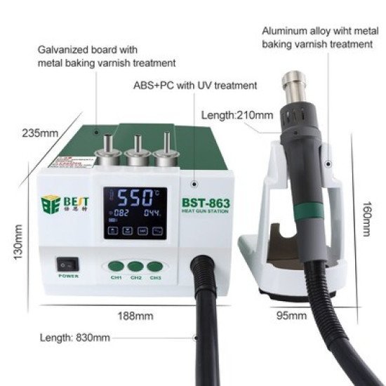 Best Σταθμός Ζεστού Αέρα Bst-863, 1200W, Touch Screen Best Σταθμός Ζεστού Αέρα Bst-863, 1200W, Touch Screen