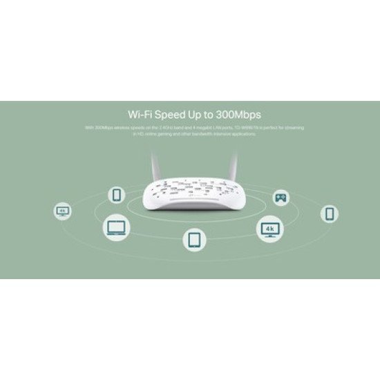 Tp-Link Modem/Router Td-W8961N, Adsl2+ Annexa, Wi-Fi 300Mbps, Ver. 4.0