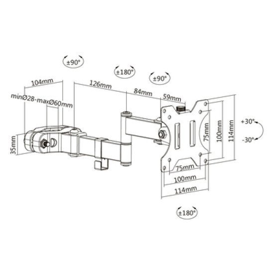 Brateck Βάση Στύλου Στήριξης Lda35-112 Για Οθόνη 17"-32", 8Kg Brateck Βάση Στύλου Στήριξης Lda35-112 Για Οθόνη 17"-32", 8Kg