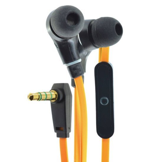 Hands Free Ancus Loop in-Earbud Stereo 3.5 mm για Apple-Samsung-HTC-Sony Πορτοκαλί με Καλώδιο Πλακέ, Πλήκτρο Απάντησης