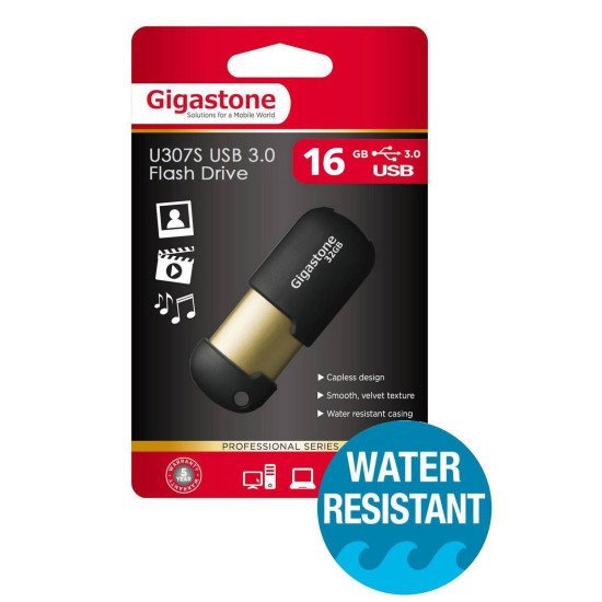 USB 3.0 Gigastone Flash Drive U307S 16GB Μαύρο Professional Series Metal Frame