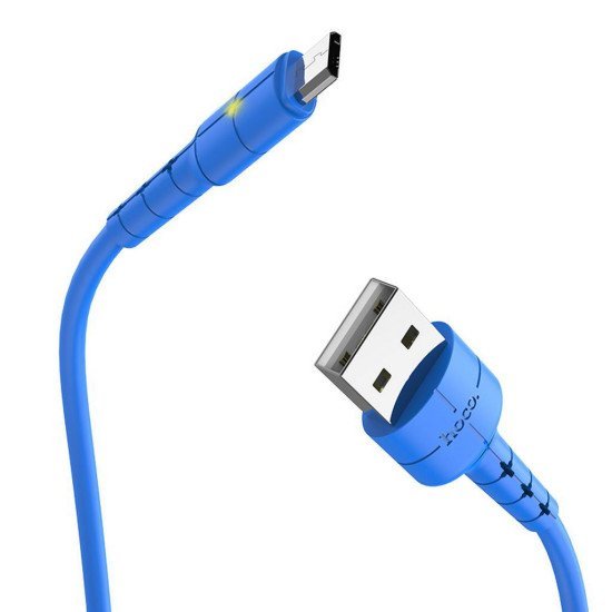 Καλώδιο σύνδεσης Hoco X30 USB σε Micro USB Μπλε με LED Ένδειξη 1.2 m