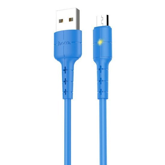 Καλώδιο σύνδεσης Hoco X30 USB σε Micro USB Μπλε με LED Ένδειξη 1.2 m