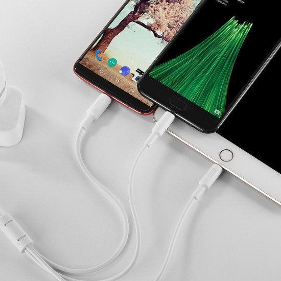 Καλώδιο σύνδεσης Hoco X25 3 σε 1 USB σε Micro-USB, Lightning, USB-C Fast Charging 2.0A Λευκό 1m