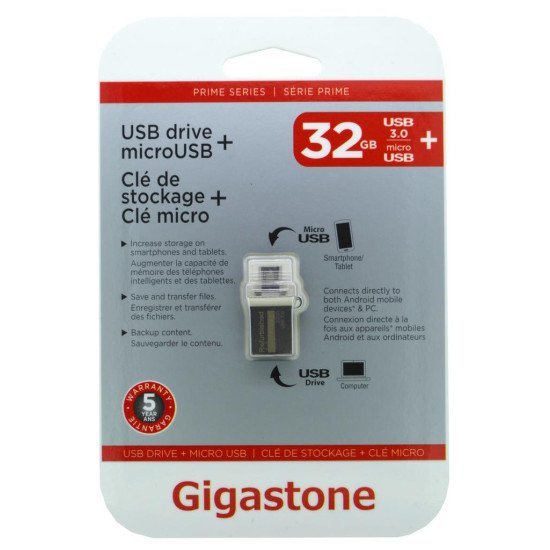 Gigastone Prime Series USB 3.0 Flash Drive Micro USB 32GB OTG για Smartphones & Tablet U305A Refurbished 5 Years Guarantee
