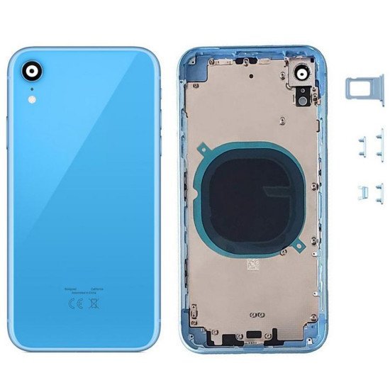 Καπάκι Μπαταρίας Apple iPhone XR Μπλε με Τζαμάκι Κάμερας, Θύρα SIM και Εξωτερικά Πλήκτρα OEM Type A