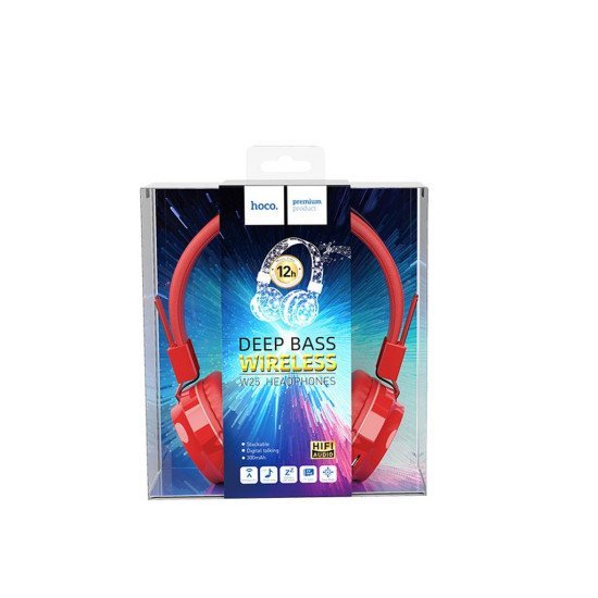 Wireless Ακουστικά Stereo Hoco W25 Promise Κόκκινα με μικρόφωνο