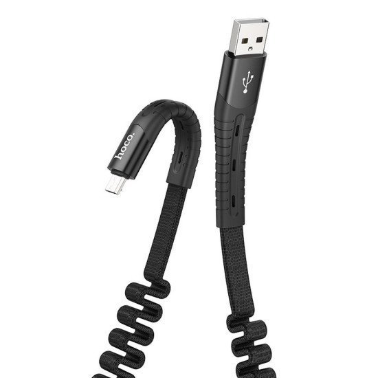 Καλώδιο σύνδεσης Hoco U78 Cotton Treasure USB σε Micro-USB Fast Charging 2.4A 1.2m  Μαύρο