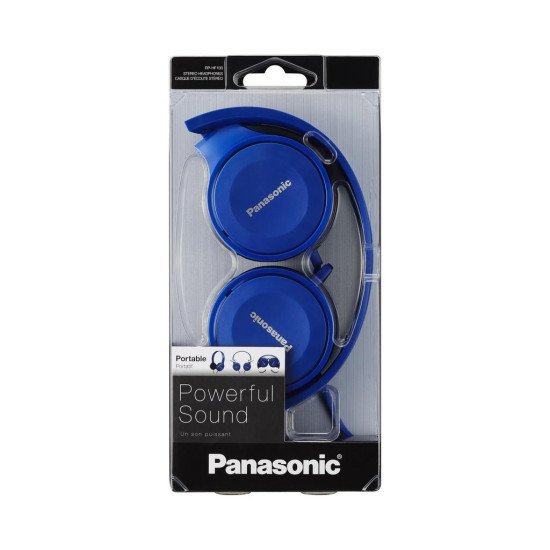 Ακουστικά Stereo Panasonic RP-HF100E-A 3.5mm με δυνατότητα Αναδίπλωσης και Μηχανισμό Περιστροφής Μπλε