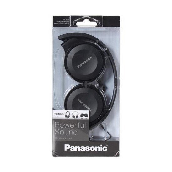 Ακουστικά Stereo Panasonic RP-HF100E-K 3.5mm με δυνατότητα Αναδίπλωσης και Μηχανισμό Περιστροφής Μαύρα