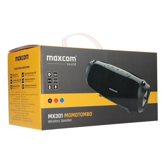 Φορητό Ηχείο Bluetooth με Λειτουργεία Powerbank Maxcom Momotombo MX301 TWS 2x15W Μαύρο IP67 με Ενσωματωμένο Μικρόφωνο
