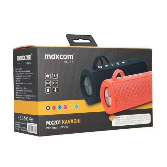 Φορητό Ηχείο Bluetooth Maxcom Kavachi MX201 TWS 2x5W Μαύρο IP66, Χρόνος, Επιπλέει στο νερό