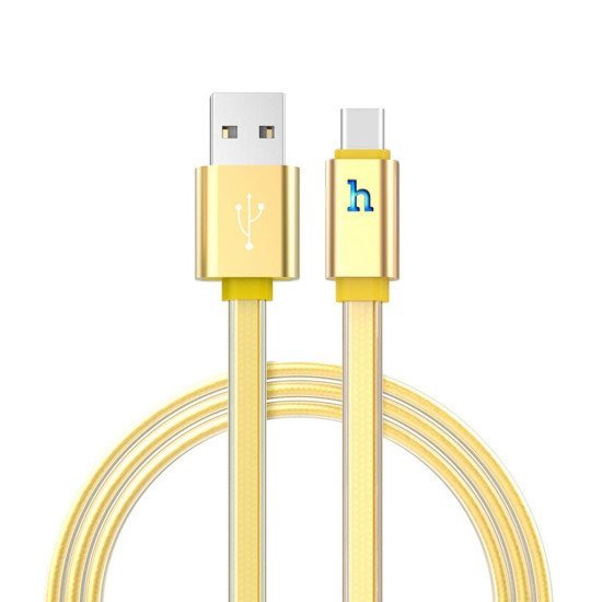 Καλώδιο σύνδεσης Hoco UPL 12 Plus USB σε USB-C 3.0A με PVC Jelly και Φωτεινή Ένδειξη 1,2m Χρυσαφί