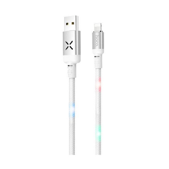 Καλώδιο σύνδεσης Hoco U63 Spirit USB σε Lightning 2.4A και Φωτεινές Ενδείξεις με Ηχητικό Αισθητήρα Λευκό 1.2m