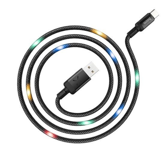 Καλώδιο σύνδεσης Hoco U63 Spirit USB σε USB-C 3.0A και Φωτεινές Ενδείξεις με Ηχητικό Αiσθητήρα Μαύρο 1.2m