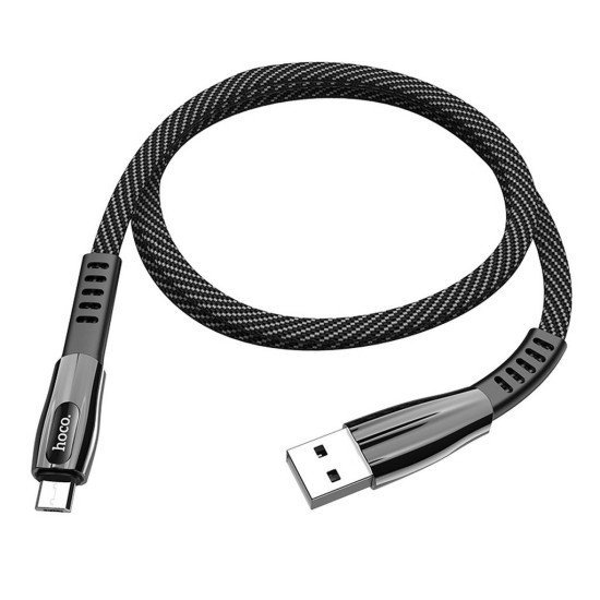 Καλώδιο σύνδεσης Hoco U70 Splendor USB σε Mirco-USB Fast Charging 2.4A Γκρι 1.2m με Φωτεινή Ένδειξη