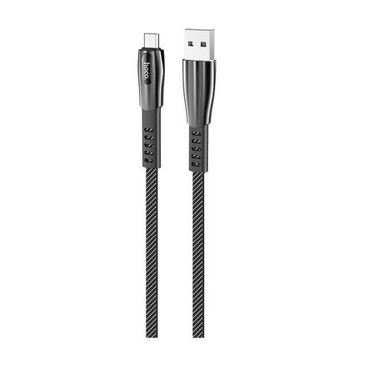 Καλώδιο σύνδεσης Hoco U70 Splendor USB σε Mirco-USB Fast Charging 2.4A Γκρι 1.2m με Φωτεινή Ένδειξη