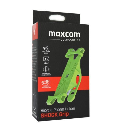 Βάση Στήριξης Ποδηλάτου Maxcom Shock Grip για Smartphone Πράσινη με εφαρμογή σε Μηχανές και Scooter