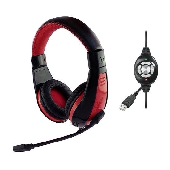 Ακουστικά Stereo Media-Tech MT3574 NEMESIS USB με Μικρόφωνο και Ενσωματωμένο Χειριστήριο με Πλήκτρα Ελέγχου Μαύρα-Κόκκινα
