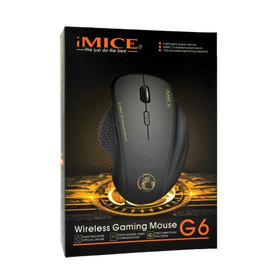 Ασύρματο Ποντίκι iMICE G6 1600dpi 2.4GHz με 6 Κουμπιά και Μηχανισμό Υψηλής Ακρίβειας Ασημί