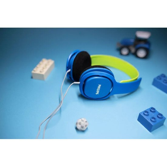 Ακουστικά Stereo Philips On-Ear Kids SHK2000BL/00 32mm Μπλέ-Πράσινο με Έλεγχο Έντασης ¨Ηχου και Αποσπώμενα Ακουστικά