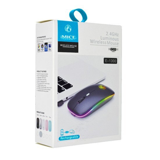 Ασύρματο Ποντίκι iMICE E-1300 1600dpi 2.4Ghz με 4 Κουμπιά Ασημί και Σύνδεση με USB ή Bluetooth