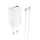 Φορτιστής Ταξιδίου Hoco N16 Scenery PD65W QC3.0 2xUSB-C 1xUSB-A 5V/3A Mini Size με USB-C 1μ Λευκό GaN Tech