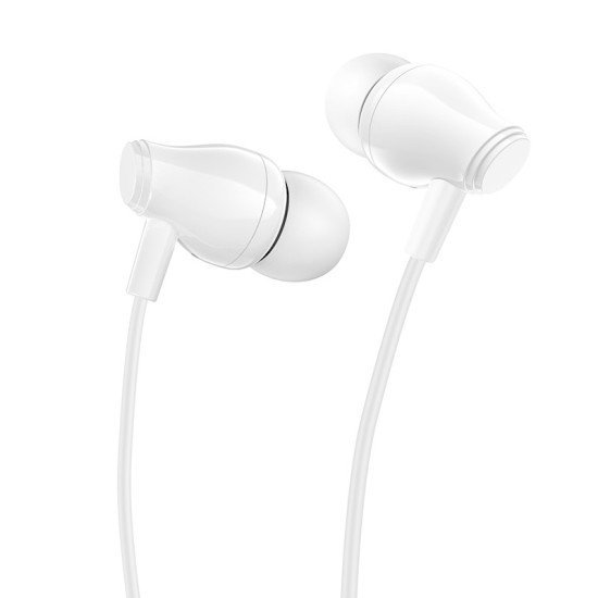 Hands Free Borofone BM61 Wandere Earphones Stereo 3.5mm  με Μικρόφωνο και Πλήκτρο Απάντησης 1.2μ Λευκά