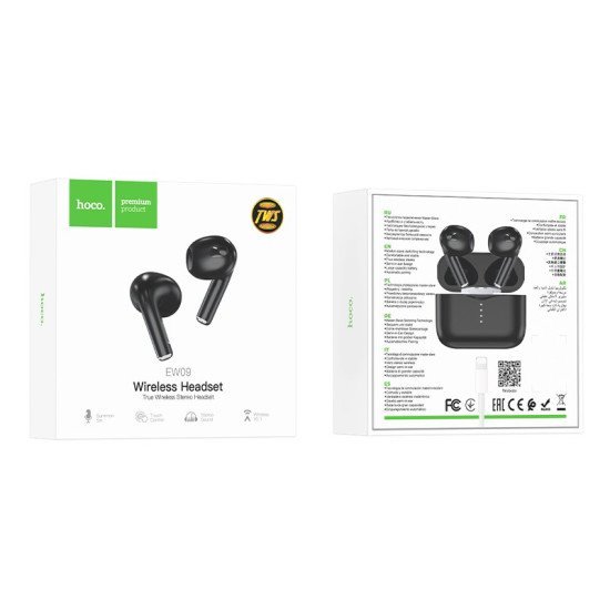 Wireless Hands Free Hoco EW09 Soundman TWS V5.1 Εναλλαγή Master/Slave και Συμβατότητα με Siri / Google Assistant Μαύρο