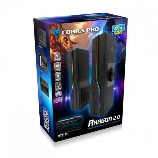 Ηχεία Media-Tech COBRA PRO ARAGOR 2.0 MT3175 8W 2 σε 1 με Bluetooth 3.5mm και LED Φωτισμό