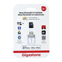 Gigastone i-FlashDrive CR-8600 iOS Card Reader MFI Λευκό για iPhone & iPad & iPod με Micro SD 16GB