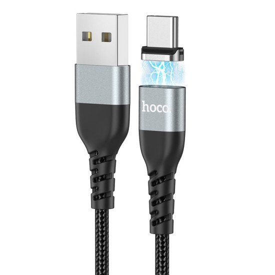 Καλώδιο σύνδεσης Hoco U96 Traveller Magnetic USB σε USB-C 3A με Μαγνητικό Αποσπώμενο Βύσμα Μεταλλικό Μαύρο 1.2m